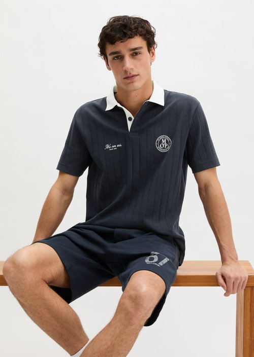 MOP Club '67 Football Tricot Polo, Rib — Dark Navy