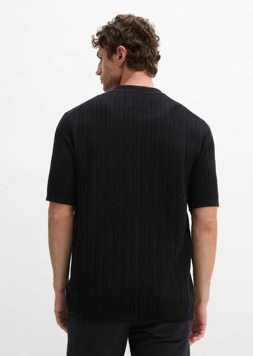 Regular polo cardigan — Black