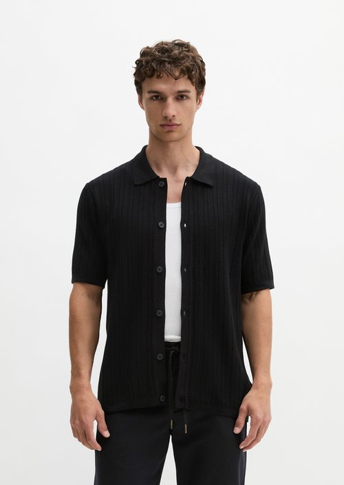Regular polo cardigan — Black
