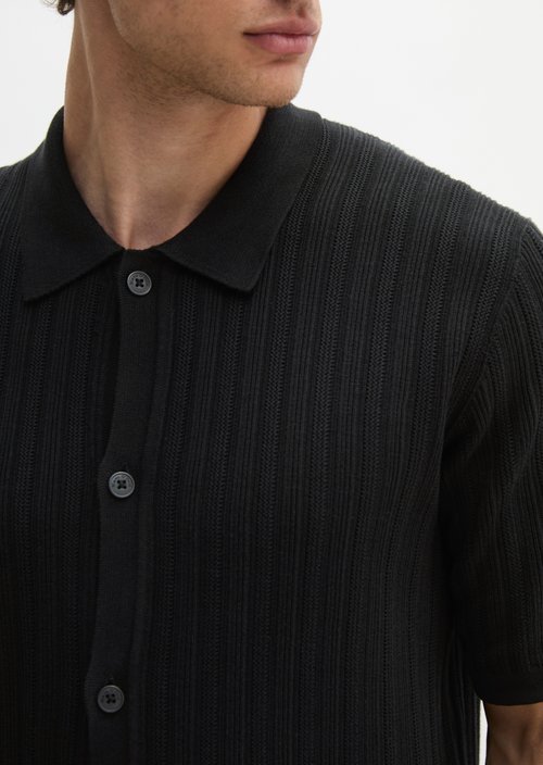 Regular polo cardigan — Black