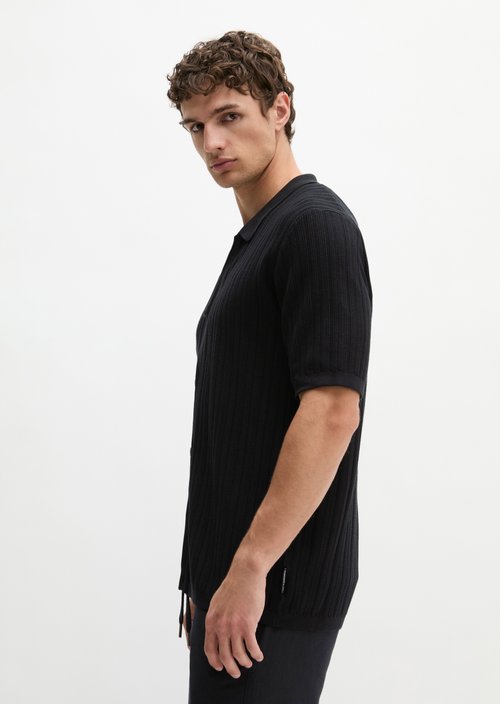 Regular polo cardigan — Black