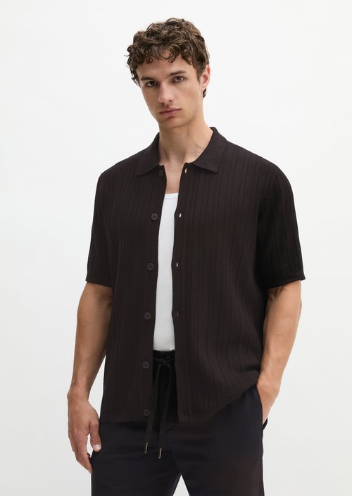 Regular polo cardigan — Black