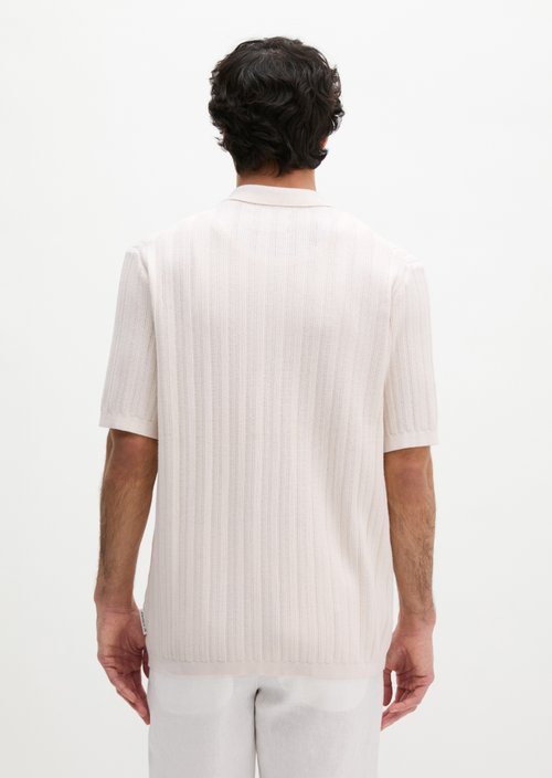 Regular polo cardigan — White Cotton