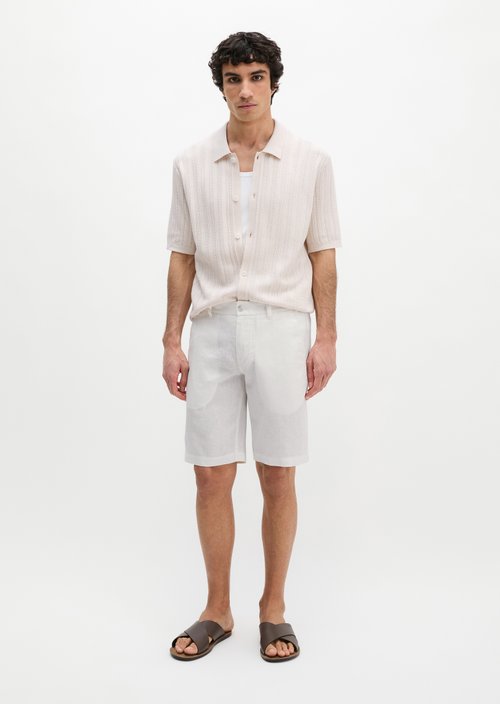 Regular polo cardigan — White Cotton