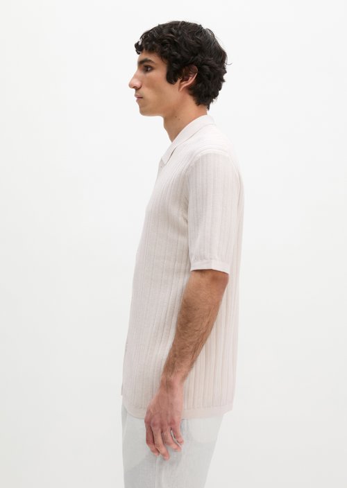 Regular polo cardigan — White Cotton