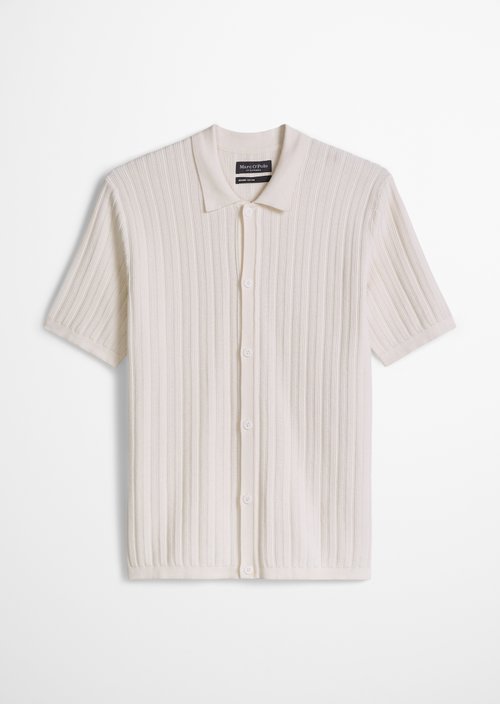 Regular polo cardigan — White Cotton