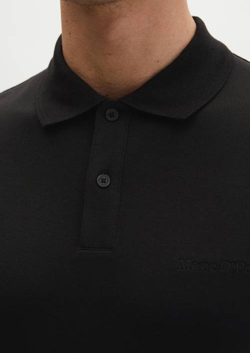 Poloshirt Piqué slim Black in Detailansicht