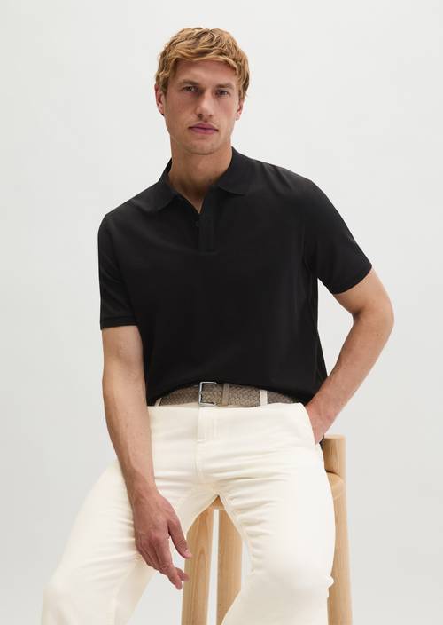 Poloshirt Piqué slim Black in Frontalansicht