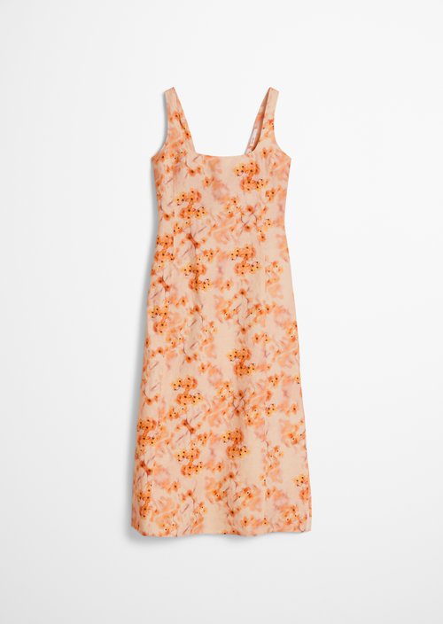 Cut-out linen dress shaped — Medium Orange
