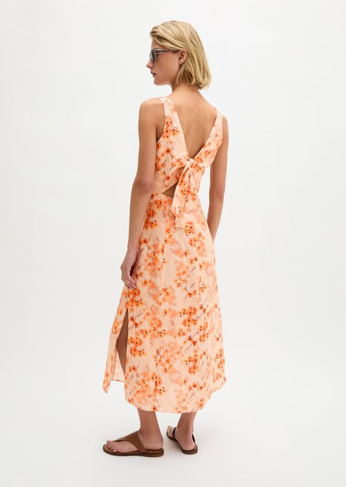 Cut-out linen dress shaped — Medium Orange