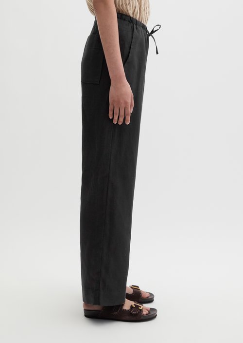 Straight linen trousers — Black