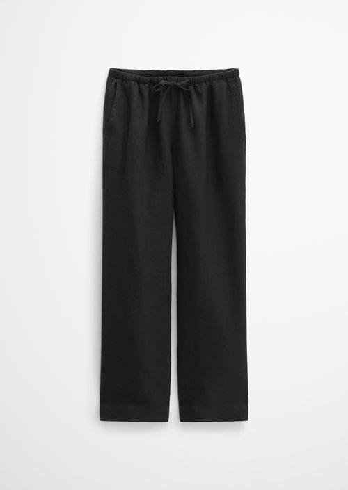 Straight linen trousers — Black