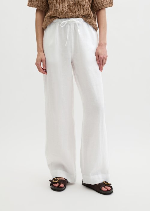 Straight linen trousers — White