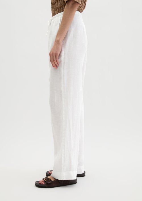 Straight linen trousers — White