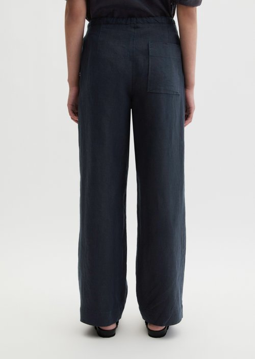 Straight linen trousers — Deep Night Blue