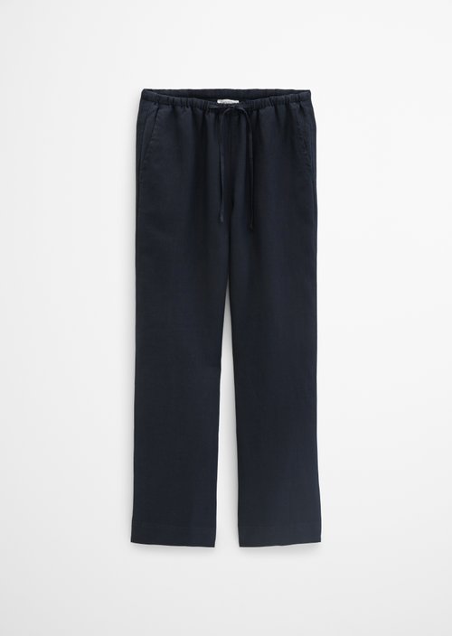 Straight linen trousers — Deep Night Blue