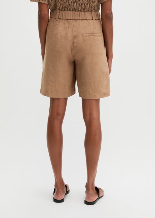Linen shorts wide — Burnt Brown