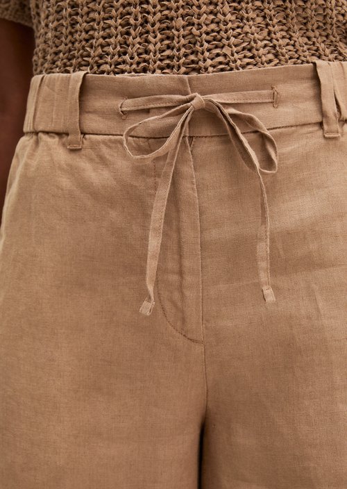 Linen shorts wide — Burnt Brown
