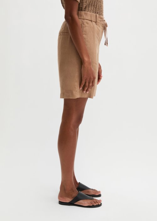 Linen shorts wide — Burnt Brown