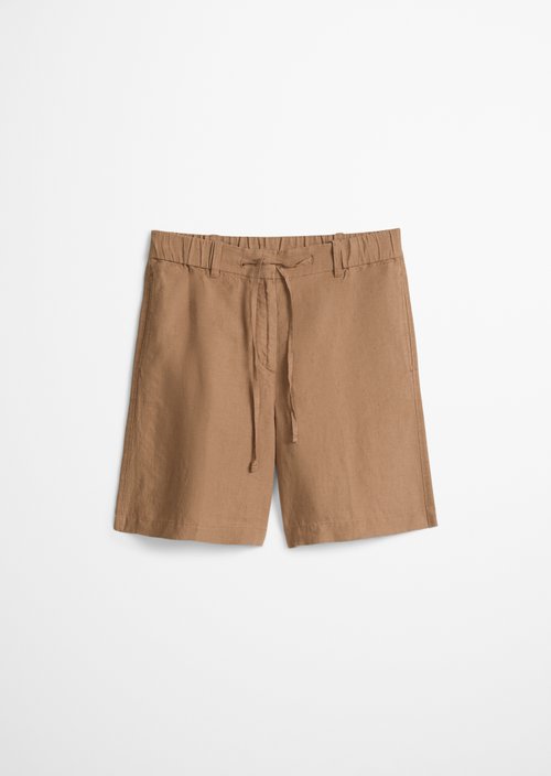 Linen shorts wide — Burnt Brown