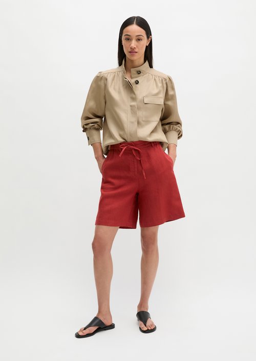 Linen shorts wide — Tall Poppy