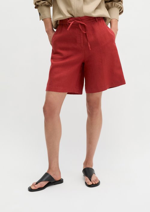 Linen shorts wide — Tall Poppy