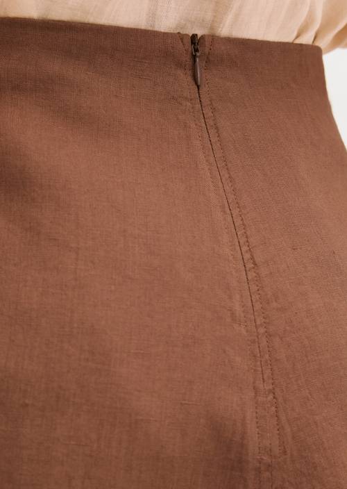 Falda de lino A-Shape Burnt Brown en vista detallada