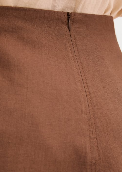 Linen skirt A-shape — Burnt Brown