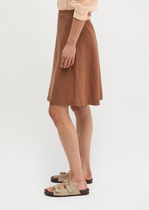 Linen skirt A-shape — Burnt Brown