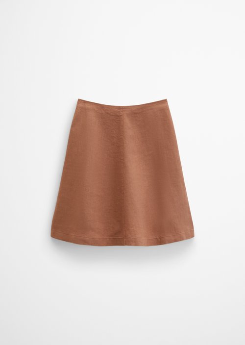 Linen skirt A-shape — Burnt Brown