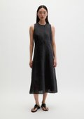 MEYAME LINEN DRESS ノースリーブ ブラック Linen dress shaped with seamless zipper - black | Midi dresses