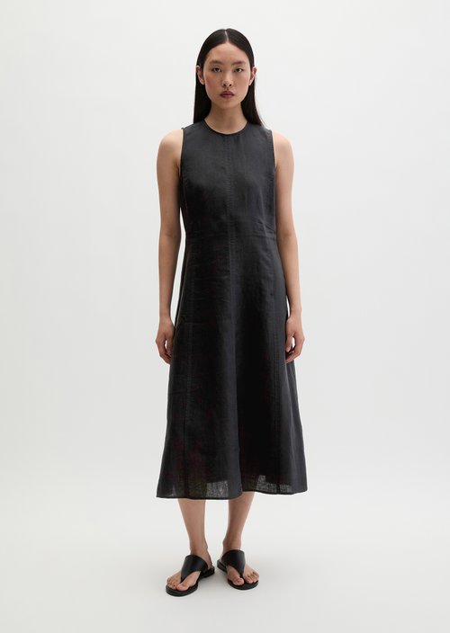 Linen dress shaped — Black