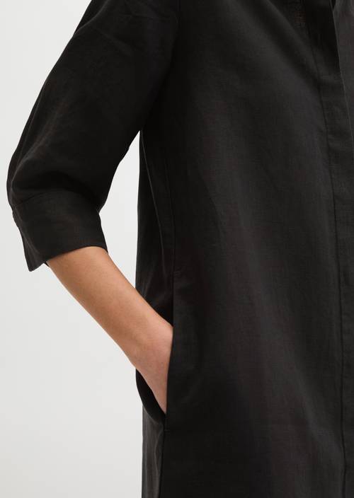 Leinenkleid loose Black in Detailansicht