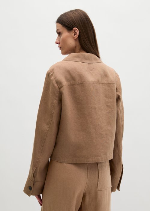 Linen overshirt straight — Burnt Brown