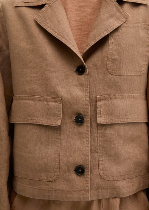 Linen overshirt straight — Burnt Brown