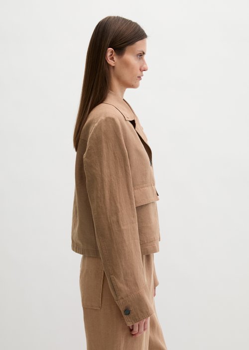 Linen overshirt straight — Burnt Brown