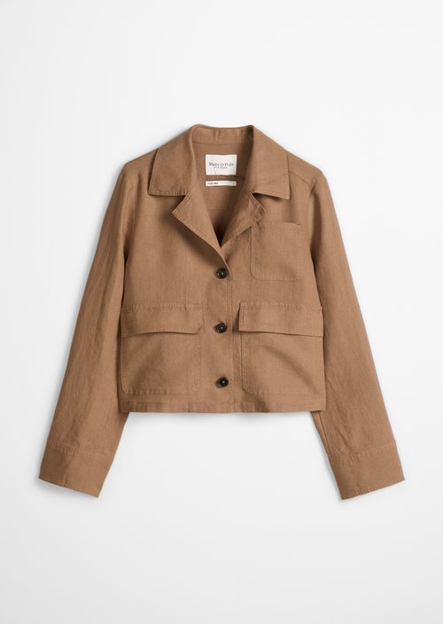 Linen overshirt straight — Burnt Brown