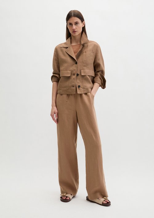 Linen overshirt straight — Burnt Brown