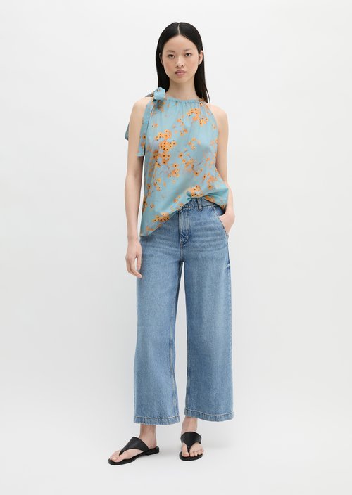 Relaxed sleeveless blouse — Medium Blue