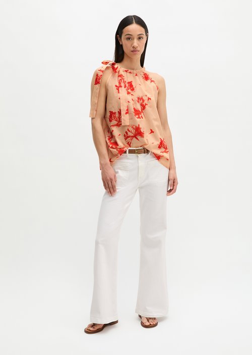 Relaxed sleeveless blouse — Medium Orange