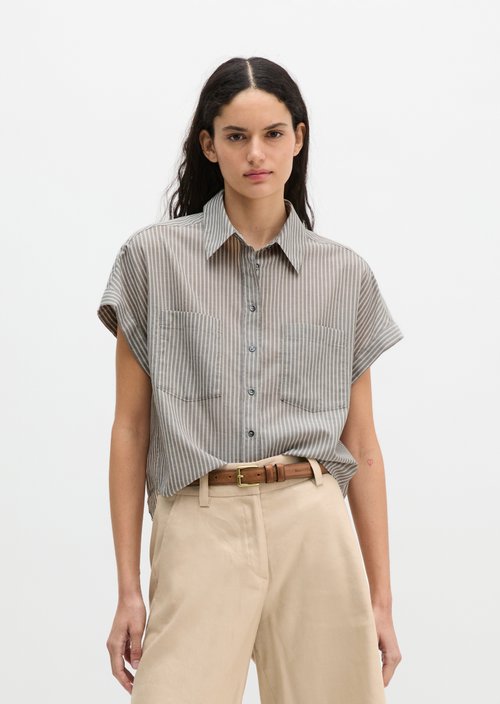 Relaxed striped blouse — Dark Grey
