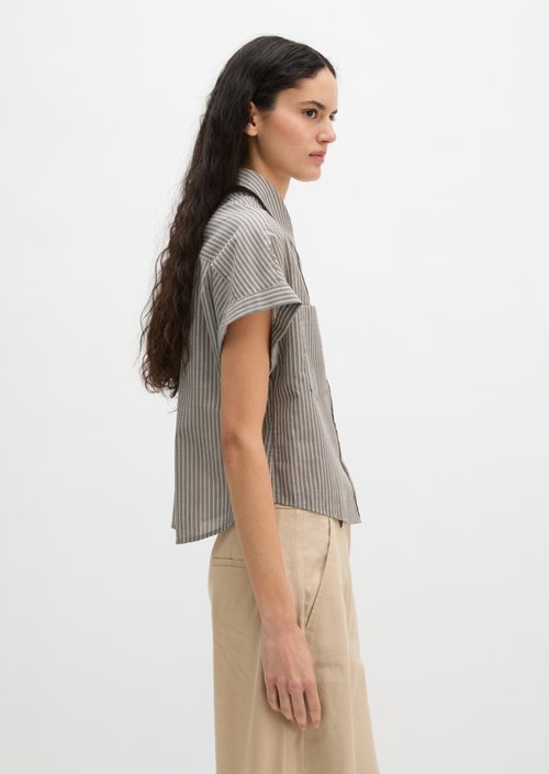 Relaxed striped blouse — Dark Grey