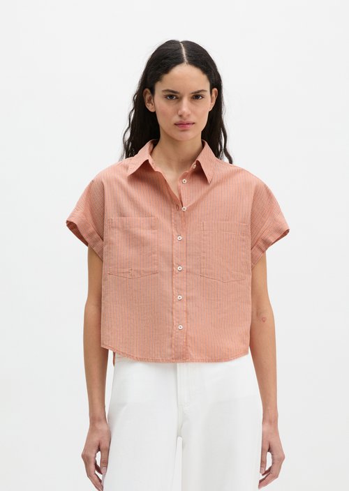 Relaxed striped blouse — Medium Orange