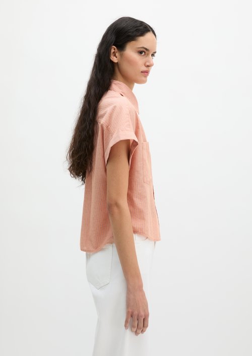 Relaxed striped blouse — Medium Orange