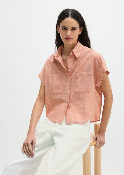 Relaxed striped blouse — Medium Orange