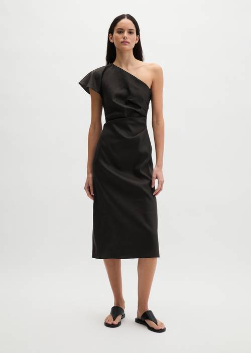 One Shoulder Dress shaped Black in Frontalansicht
