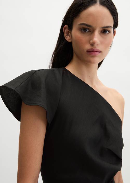 One Shoulder Dress shaped Black in Detailansicht