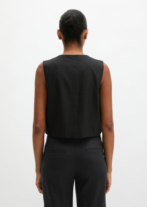 Cropped suit vest — Black