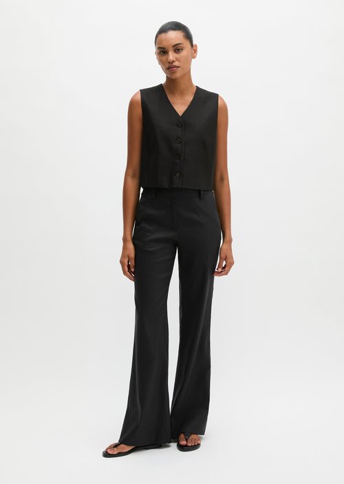 Cropped suit vest — Black