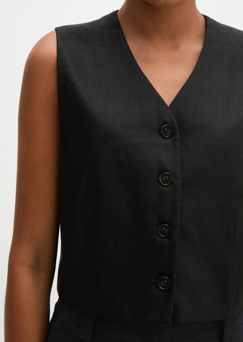 Cropped suit vest — Black